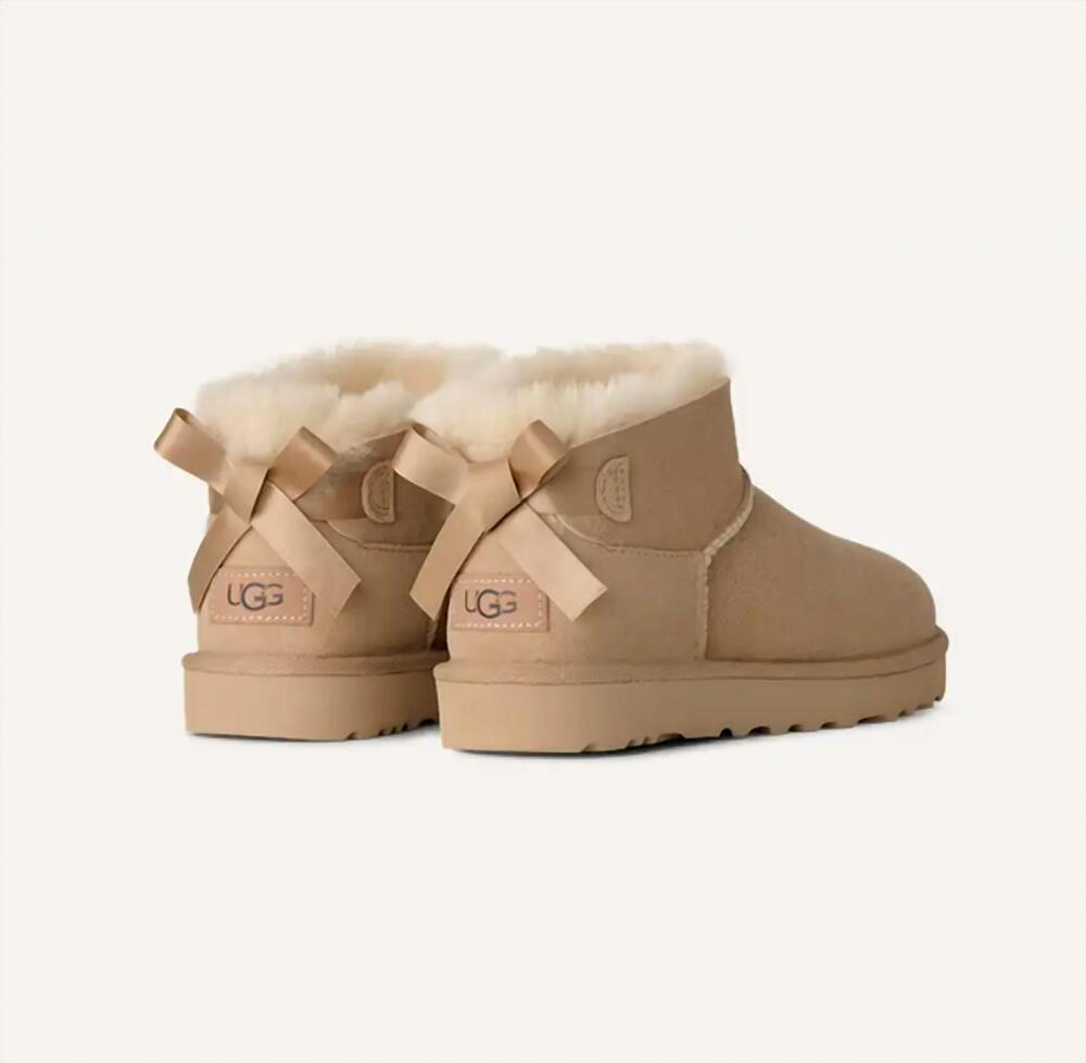 NEW UGG women's ultra mini bailey bow boots in sand